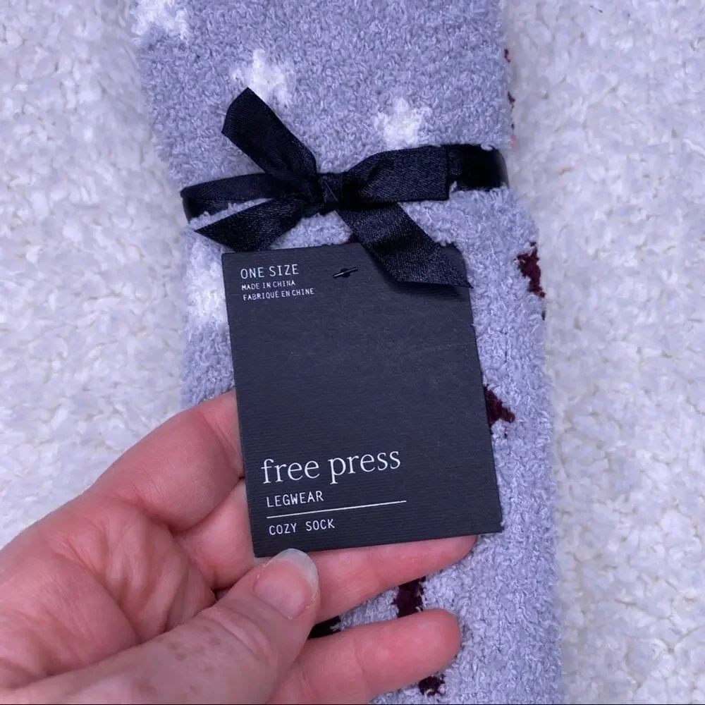 Free Press Cozy Socks Deer and Stars OS